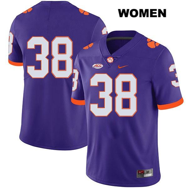 Women's Clemson Tigers #38 Elijah Turner Stitched Purple Legend Authentic Nike No Name NCAA College Football Jersey JCC0346EG